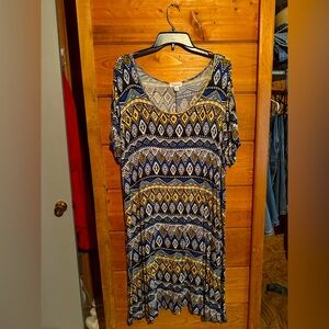 Patterned Blue and Yellow Women's Top